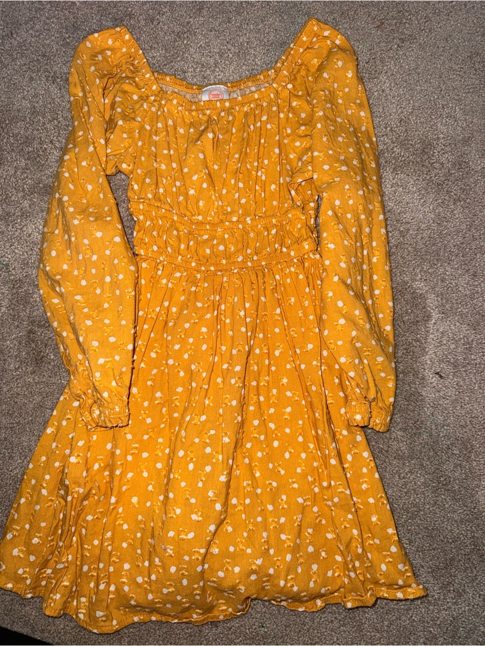 wonder nation Mustard Yellow Floral Smocked Waist Dress